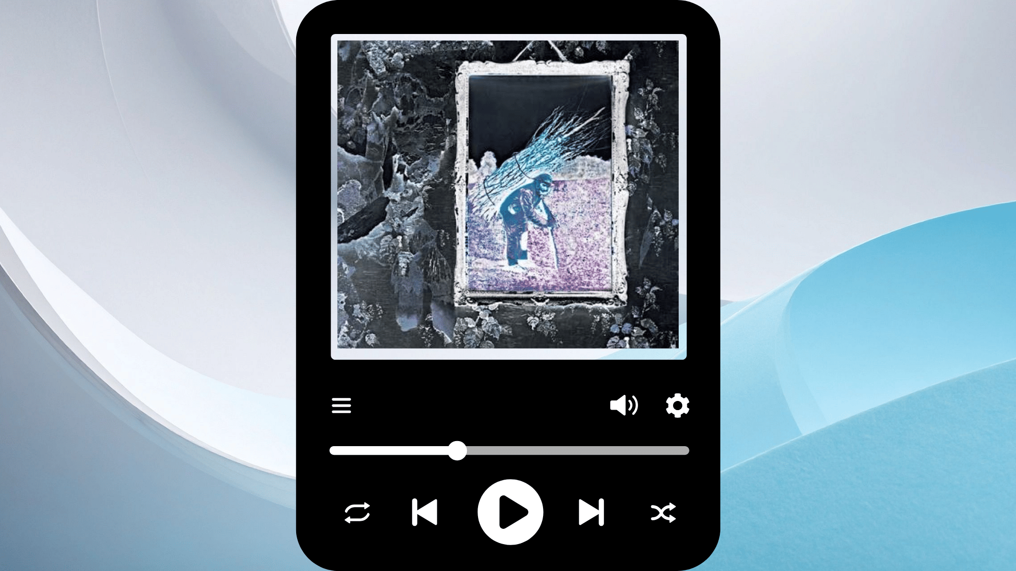 Led Zeppelin IV album artwork featuring the classic rustic framed painting.