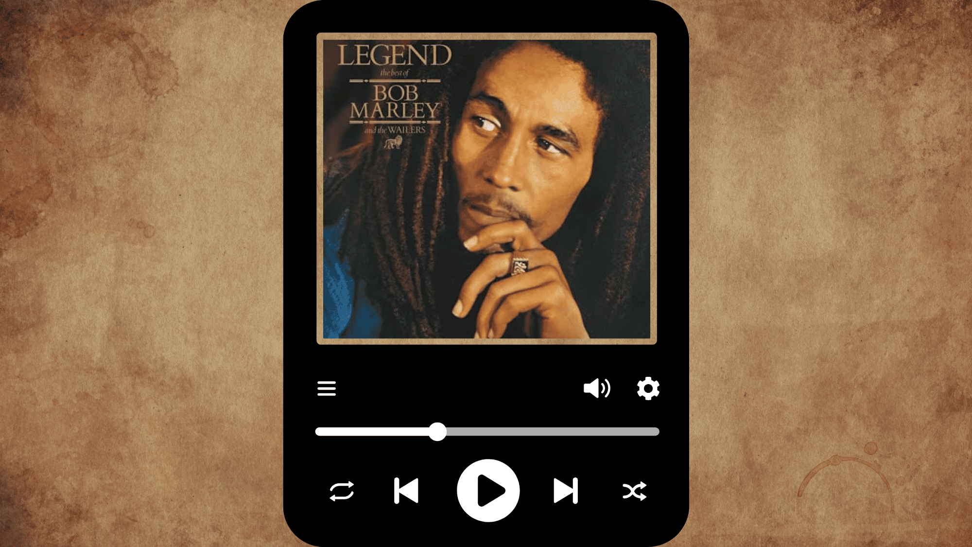 Bob Marley performing on the cover of the Legend greatest hits album.
