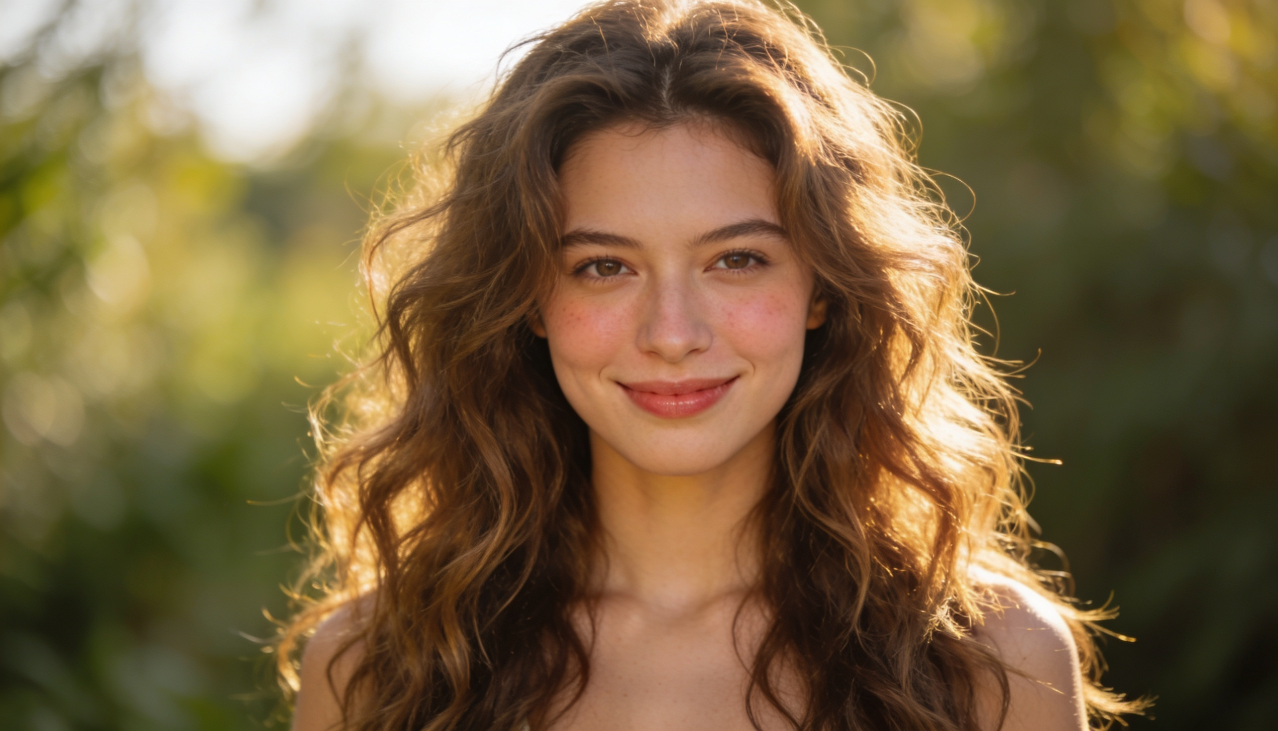 Woman with a heart-shaped face and long loose beach waves creating soft volume around the lower face.