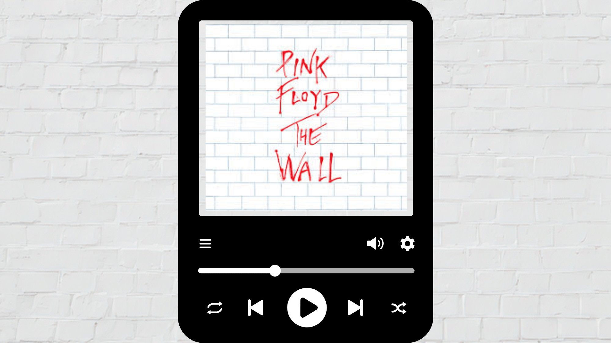 Pink Floyd The Wall album cover with the signature white brick design.