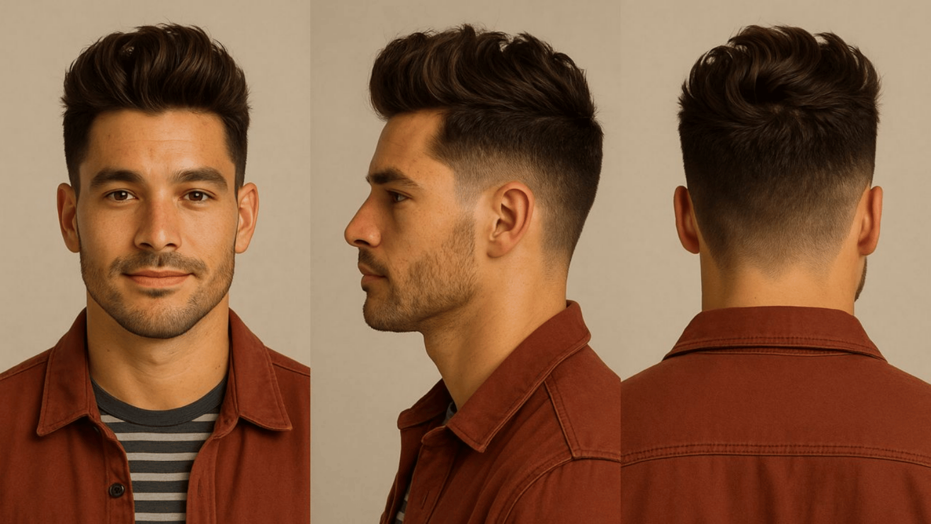quiff haircut from different angles