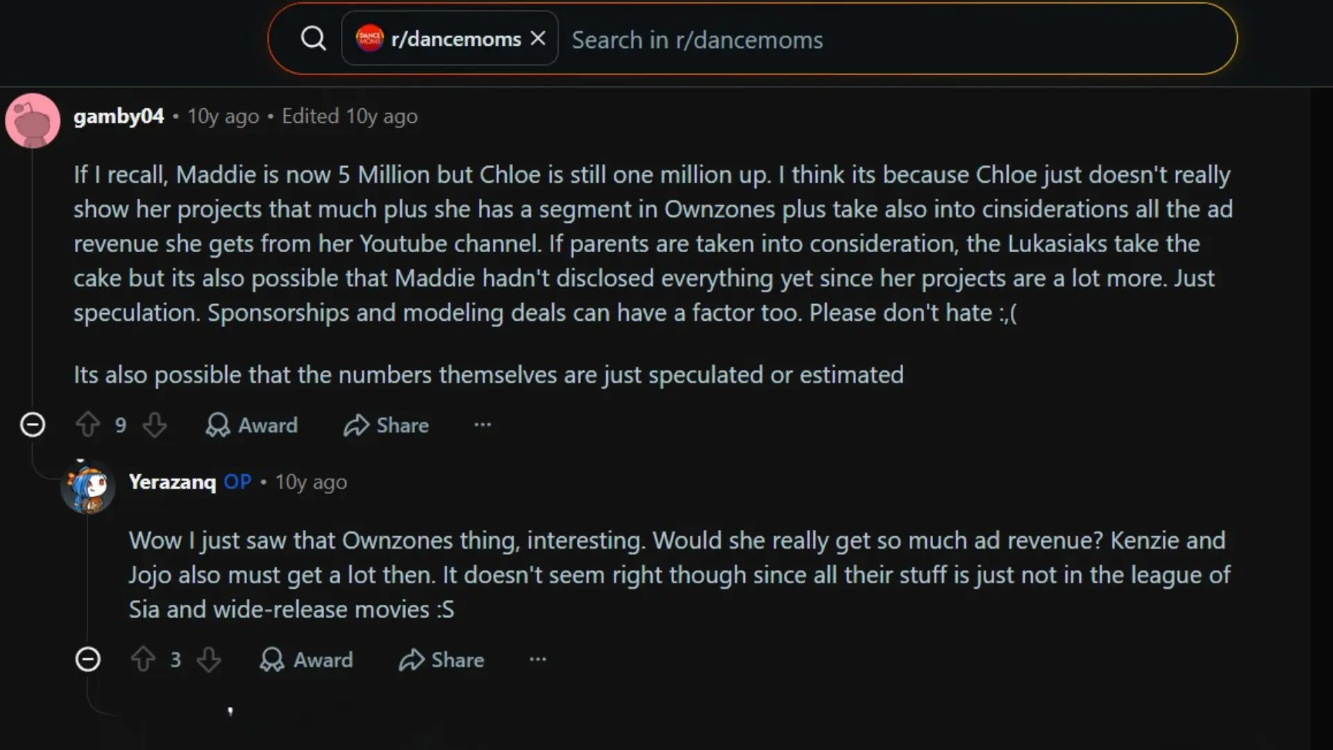 reddit dancemoms thread explaining why chloe lukasiak may out-earn maddie ziegler