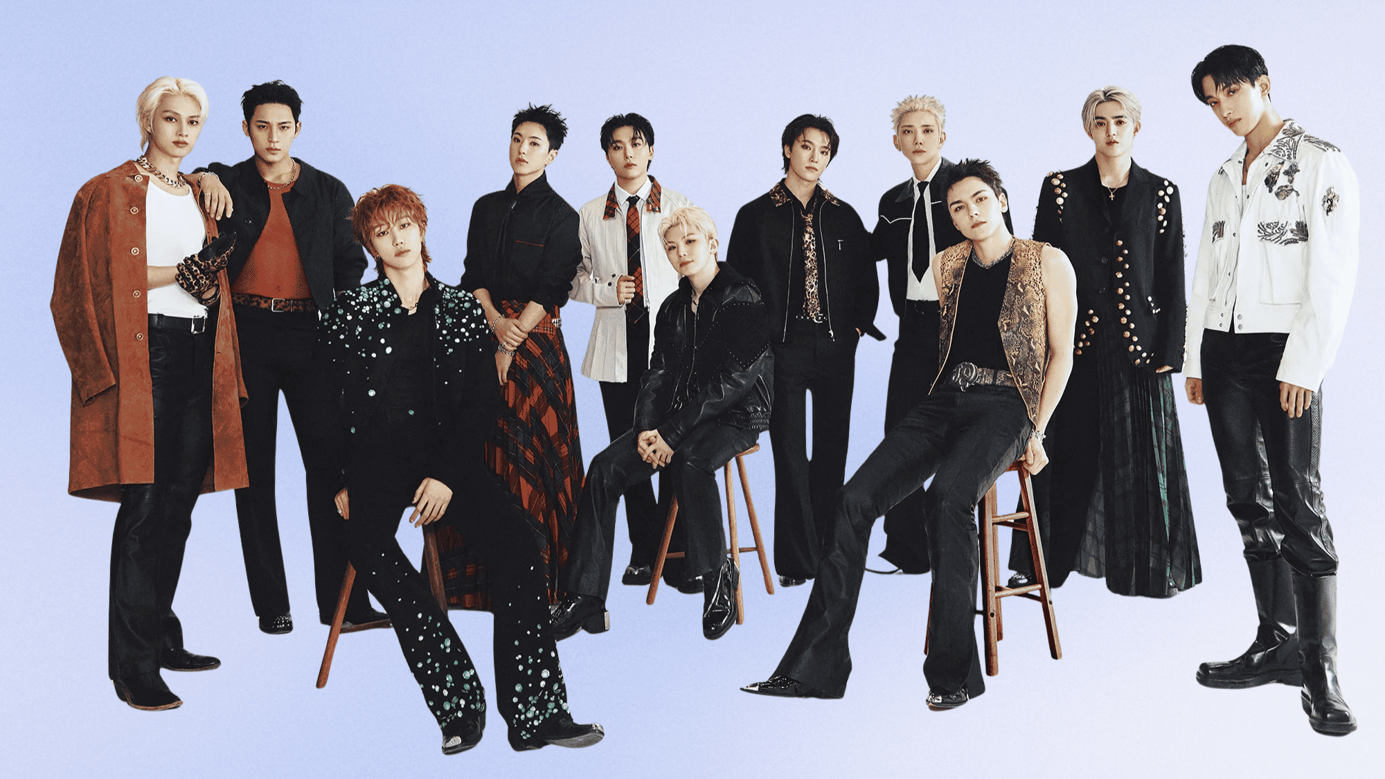 SEVENTEEN members performing as a large K-pop boy group