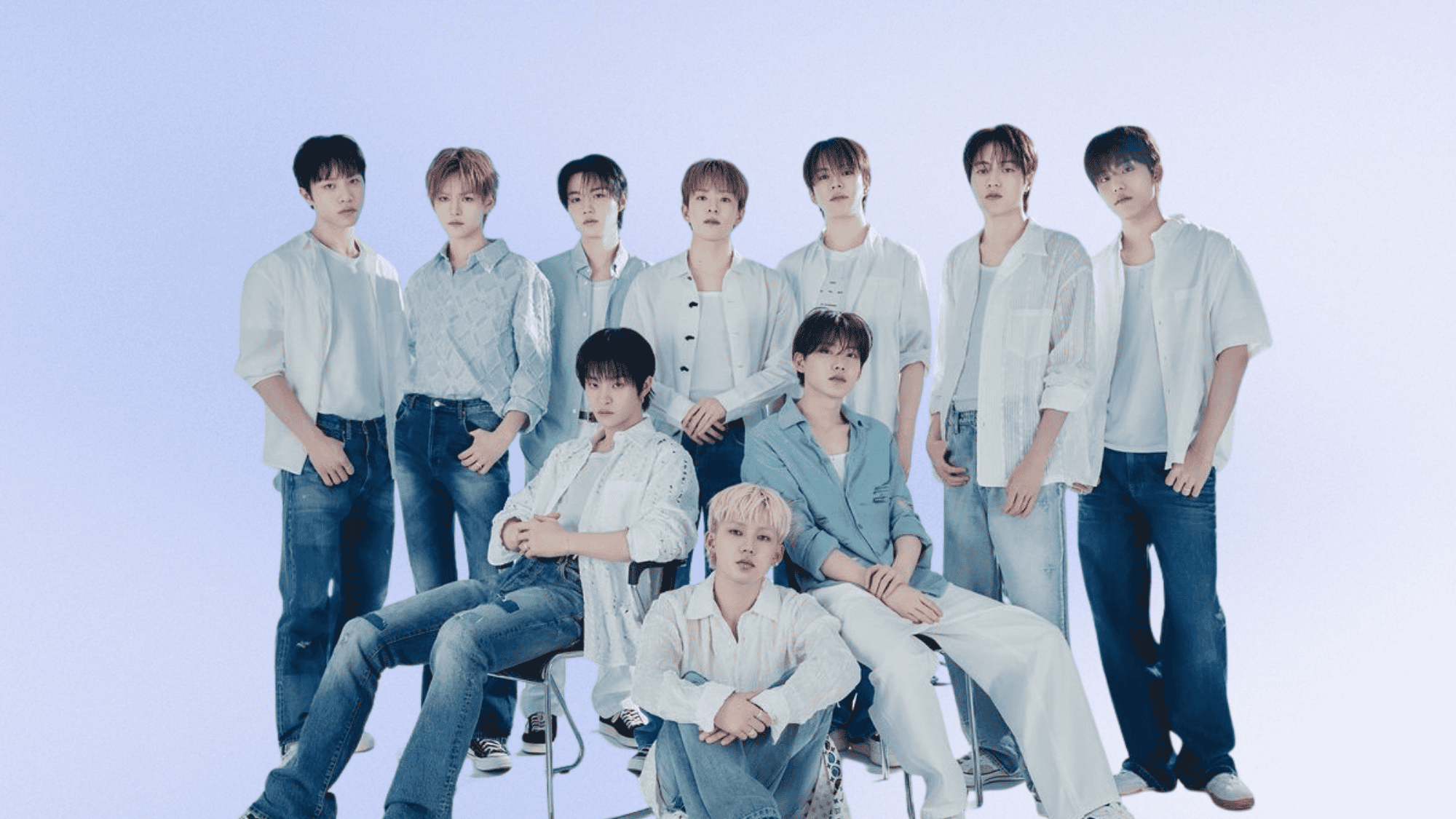 TREASURE members in a large K-pop boy group lineup