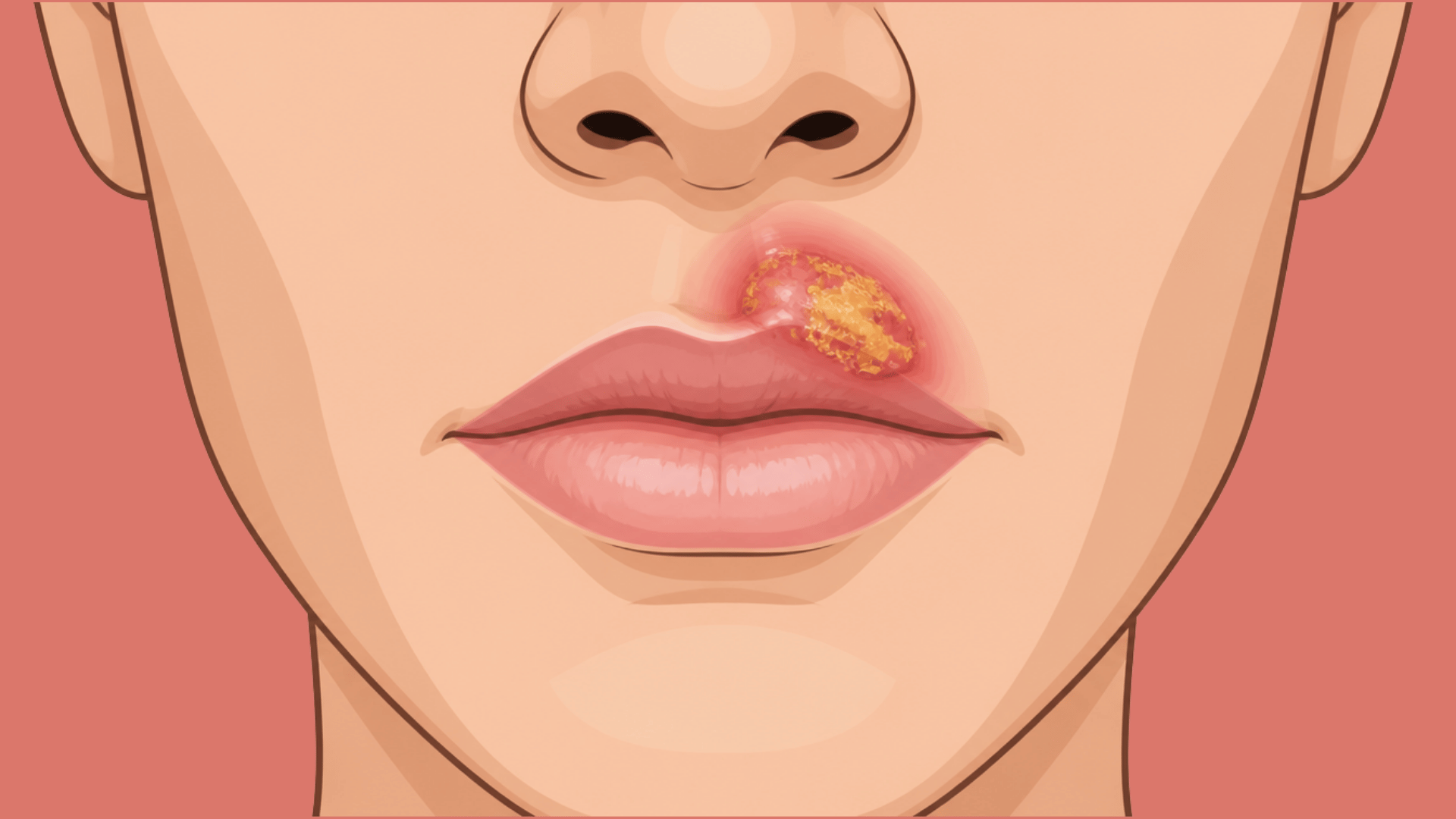 severe bacterial infection with crusting on the upper lip