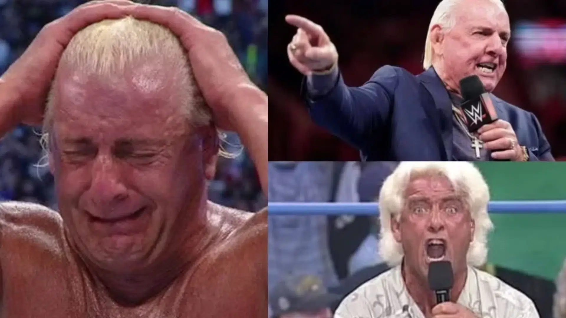 blond professional wrestler showing emotional moments during televised wrestling appearances