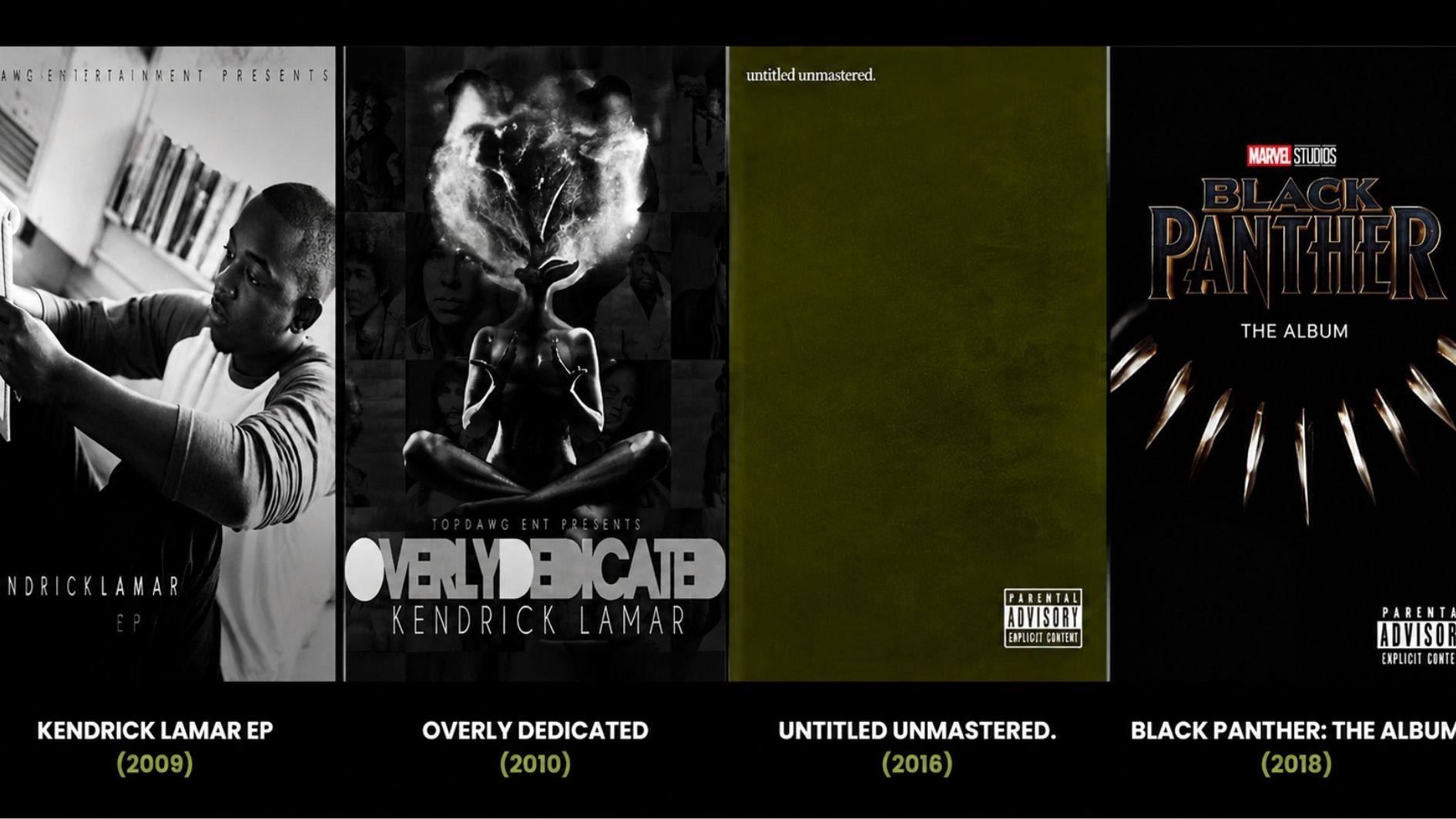 collage of kendrick lamar-s major releases