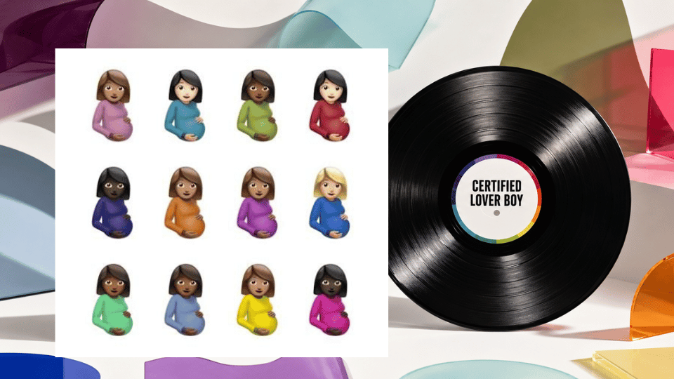 Certified Lover Boy album cover beside a black vinyl record
