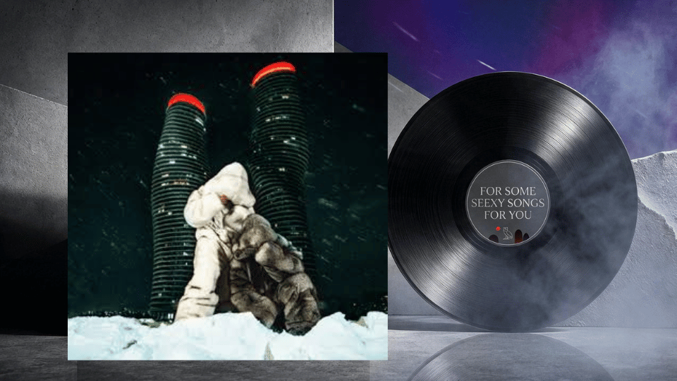 Drake’s Some Sexy Songs 4 U cover beside a black vinyl record