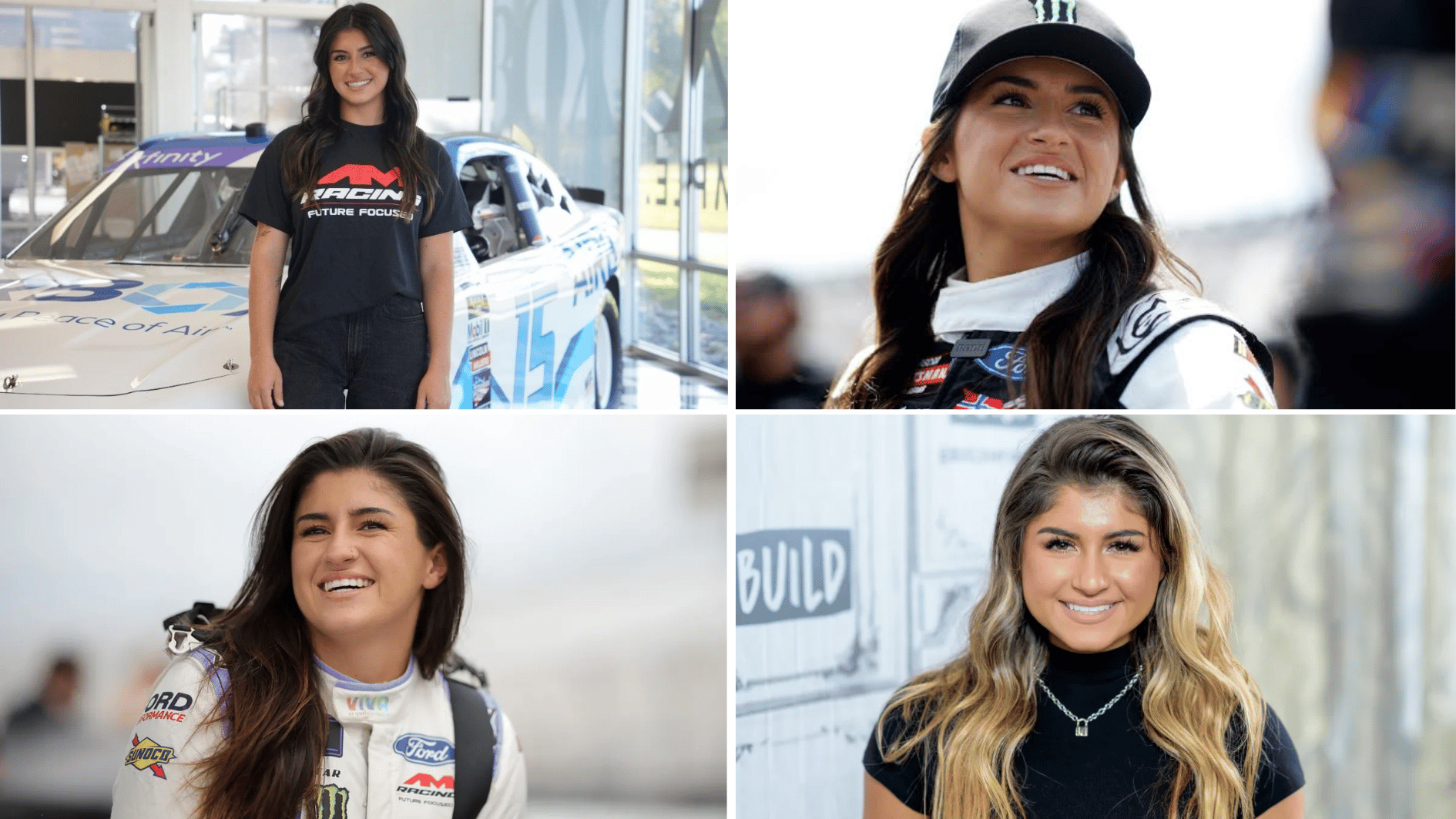 hailie deegan posing in racing gear and casual outfits during her motorsports career photoshoot