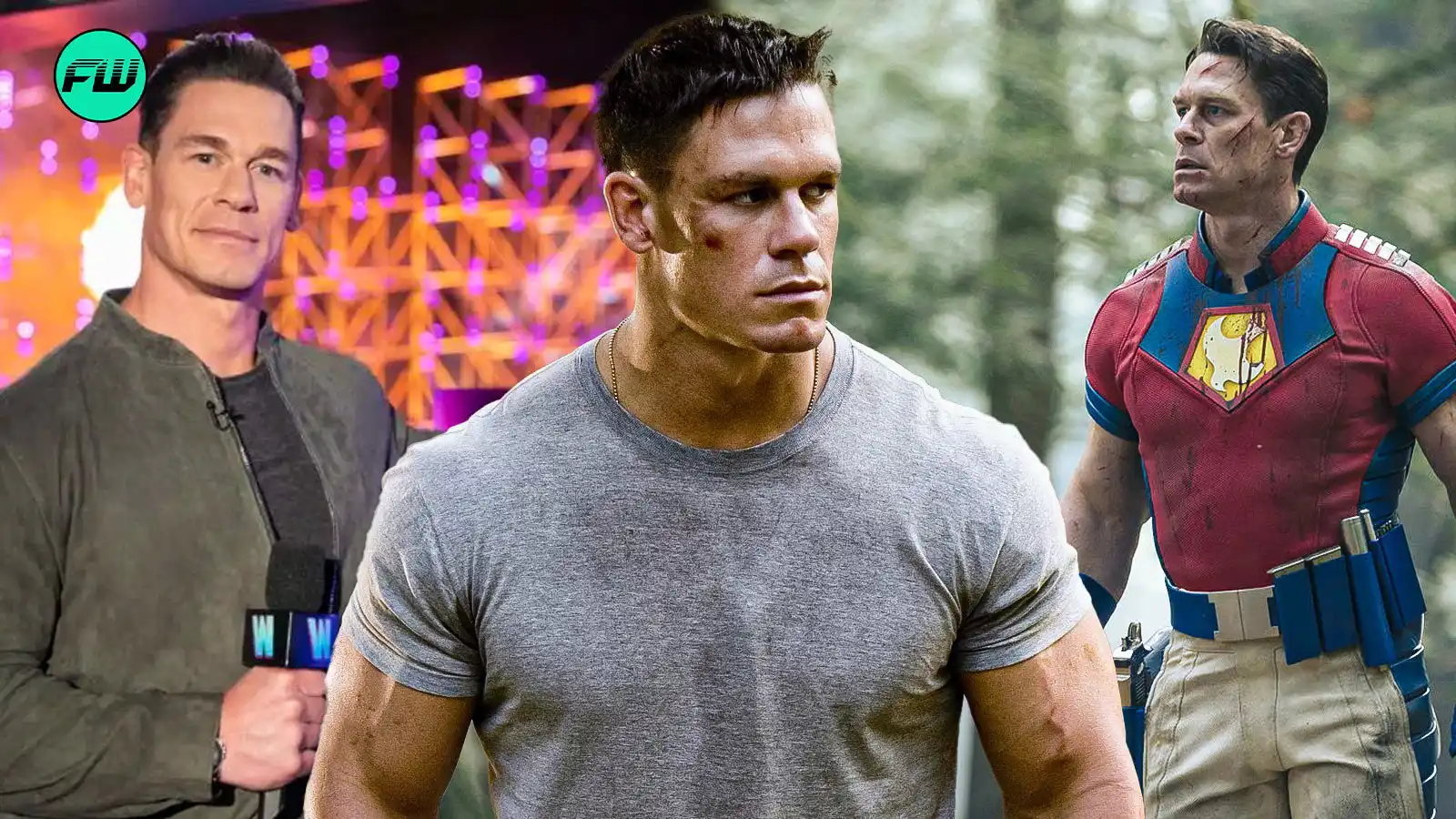 male actor shown in an interview casual movie scene and superhero costume in a hollywood career collage