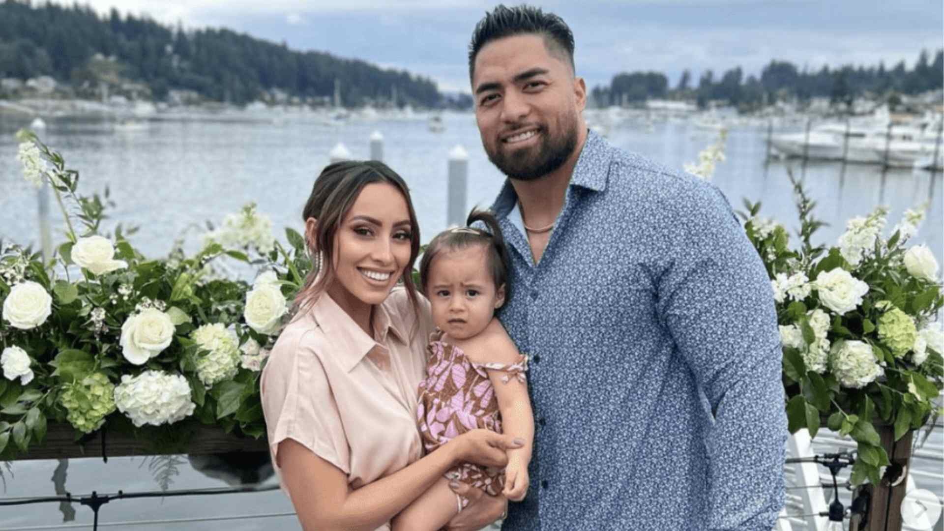 Manti Te’o with his wife and child after his NFL career