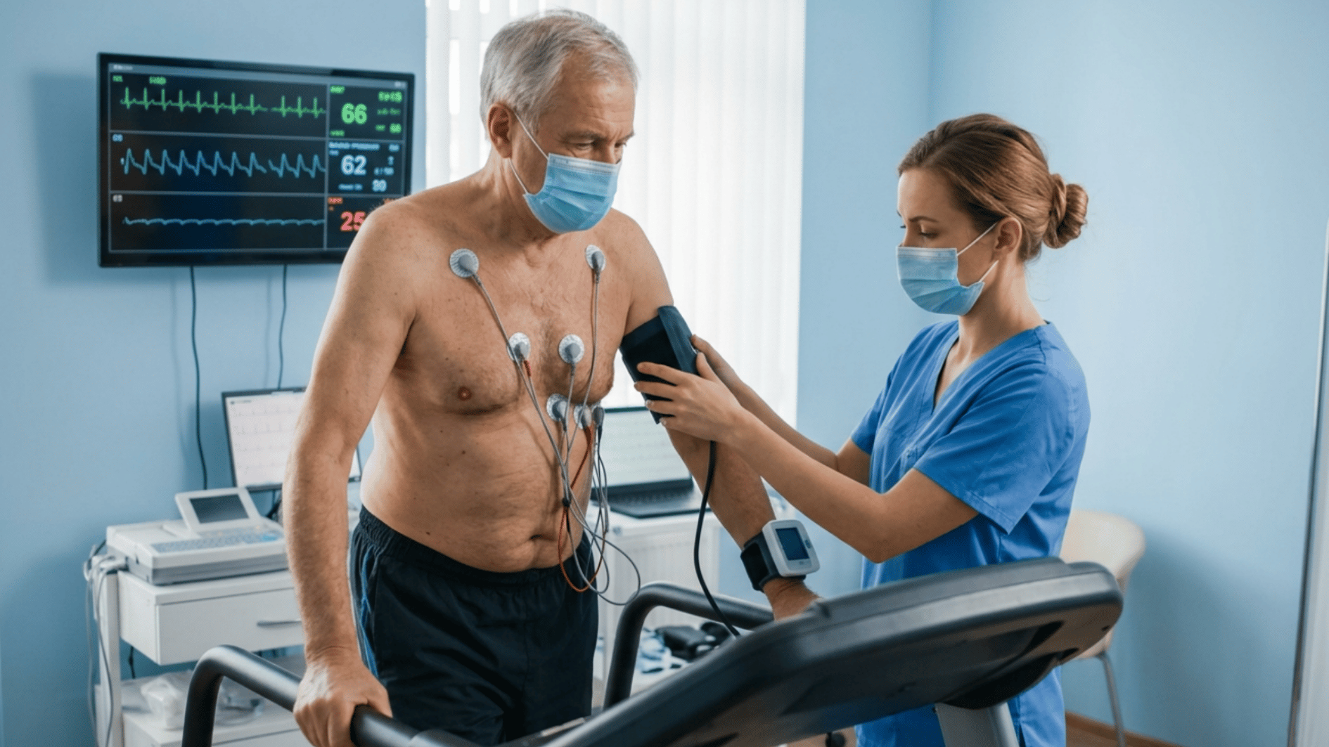 patient on treadmill during exercise stress test