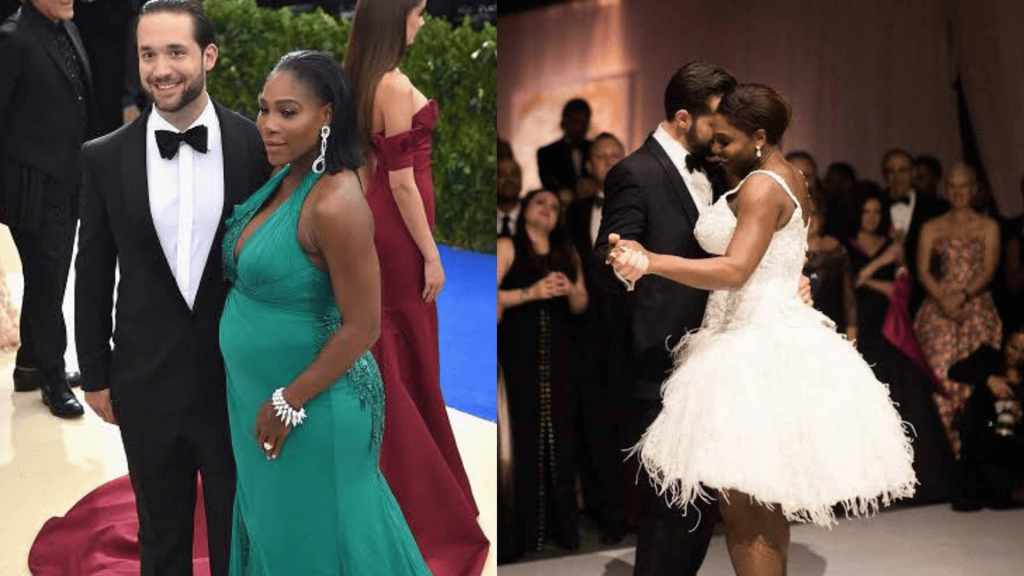 Serena Williams and Alexis Ohanian attending events together, including a red carpet appearance and a formal dance.