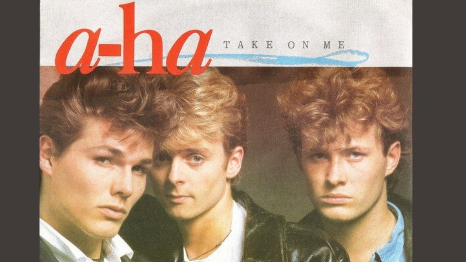 cover artwork for the 1984 synth-pop single "Take On Me" by the Norwegian band a-ha.