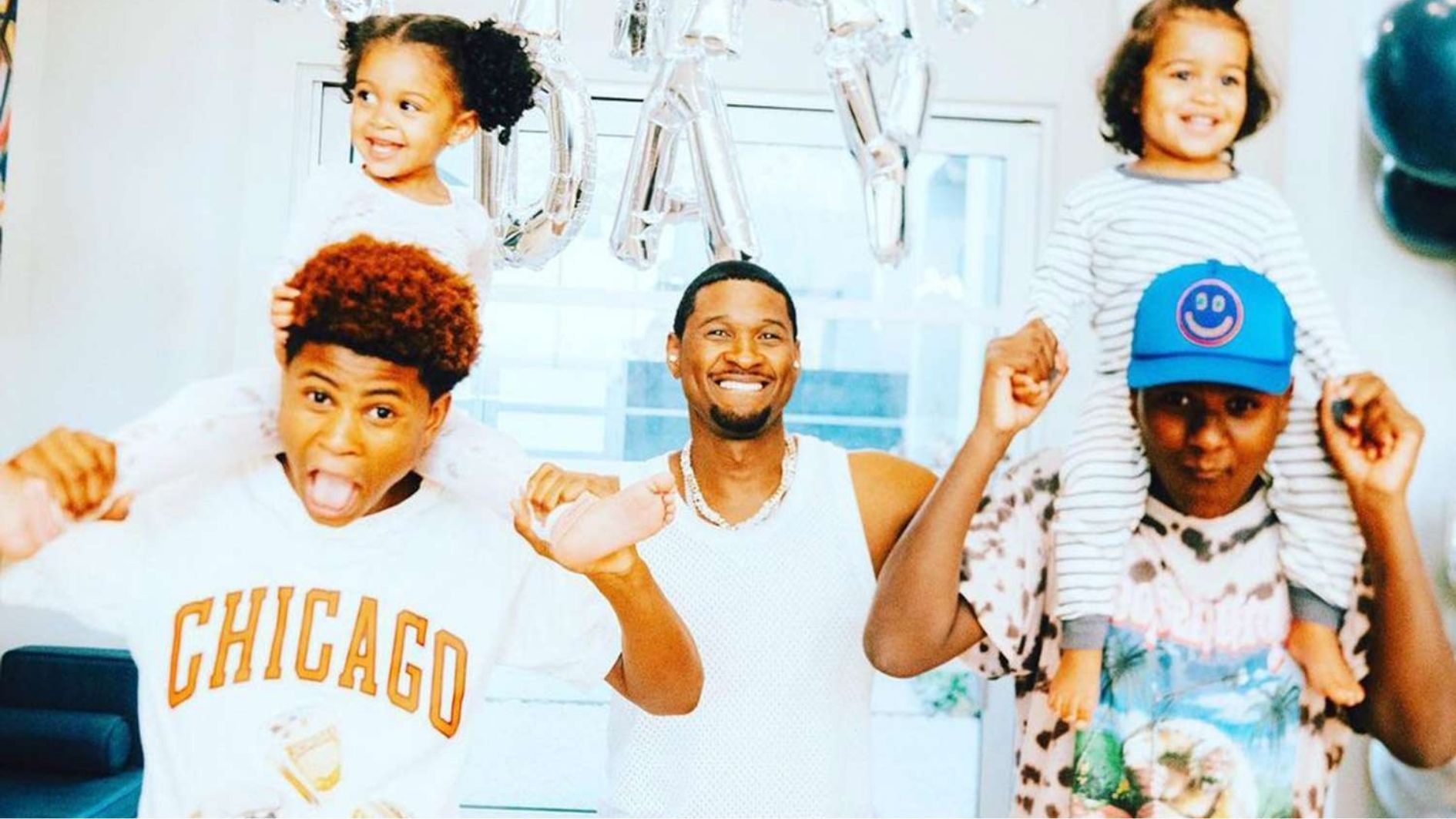 usher with his all four kids