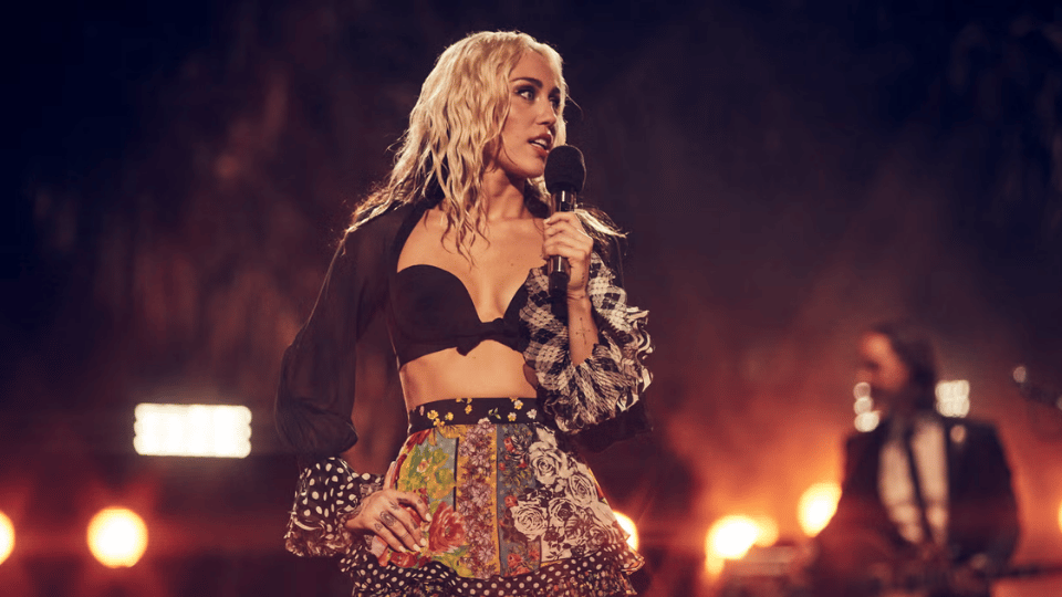 Miley Cyrus performs on stage during her promotional events for her eighth studio album, Endless Summer Vacation