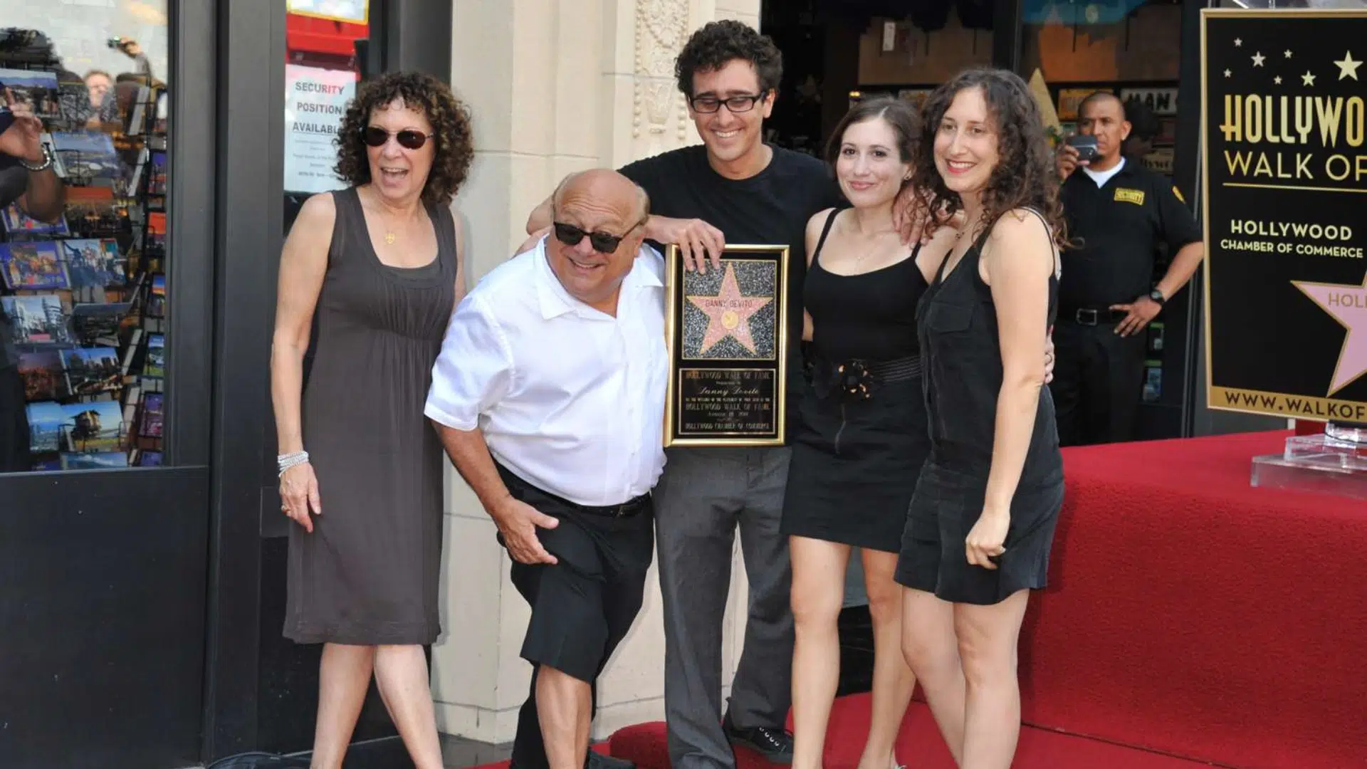 danny devito posing with family members at his hollywood walk of fame star ceremony
