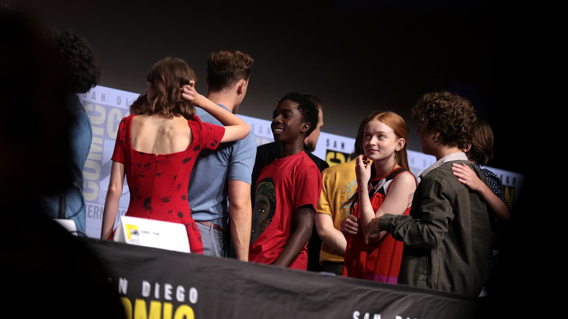 Sadie Sink with Stranger Things cast members at San Diego Comic-Con in 2017