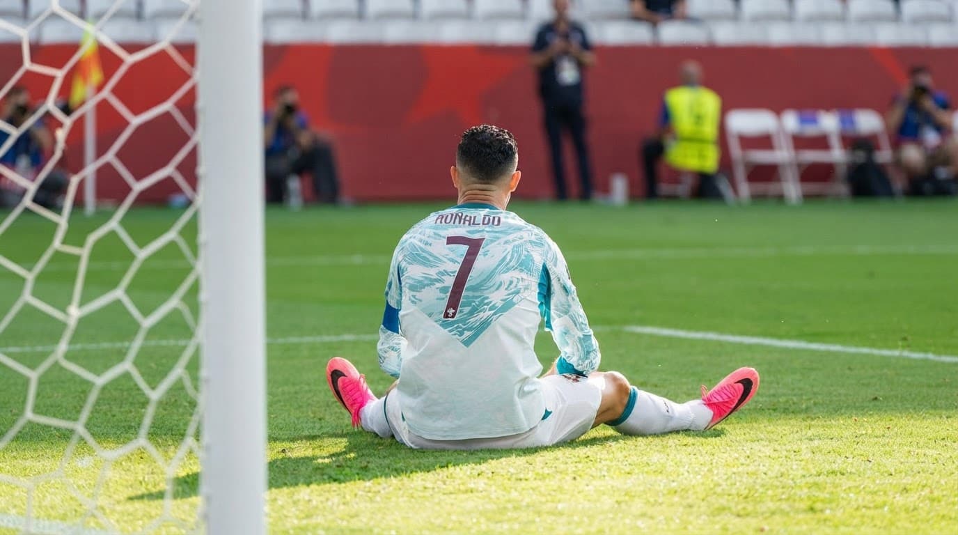 Cristiano Ronaldo on the pitch during a Portugal football match in 2026