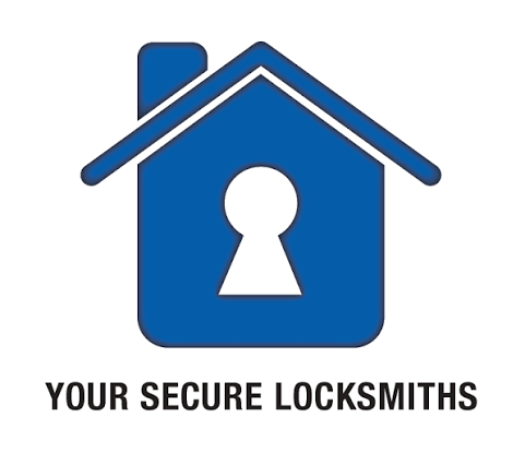 House-shaped blue icon with keyhole in the center, representing locksmith services