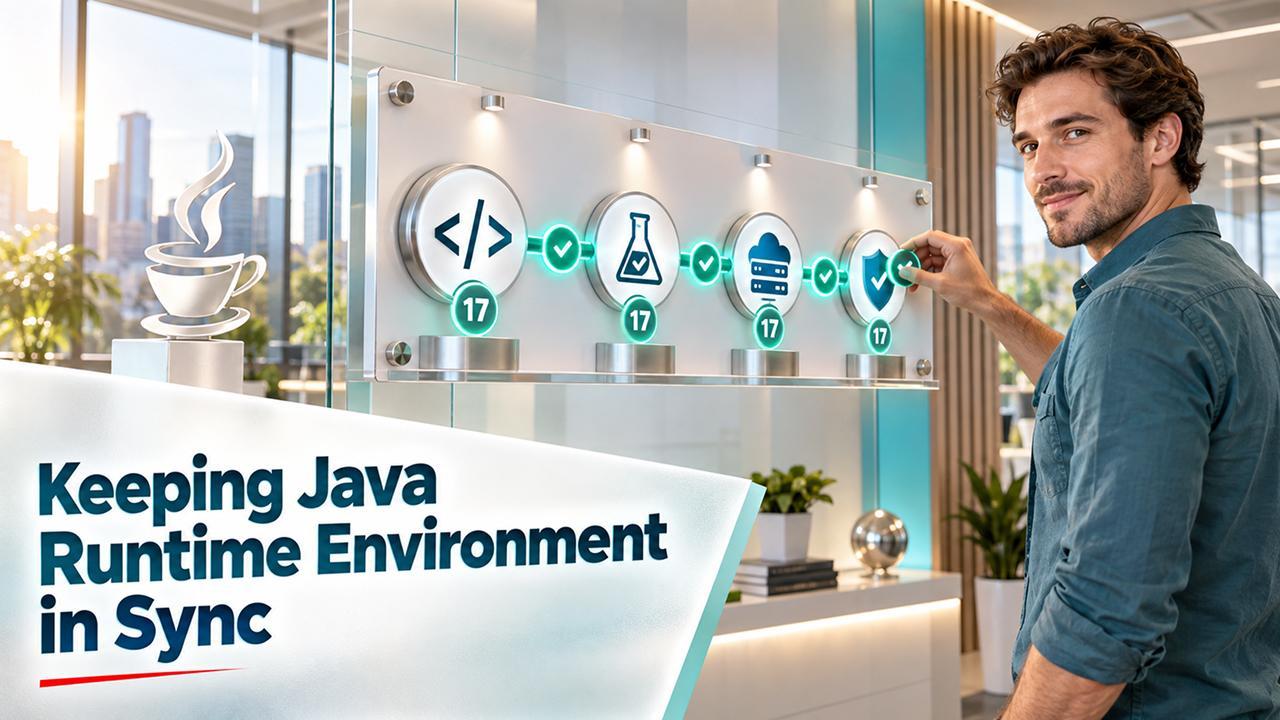 Man adjusting digital interface with icons in modern office environment